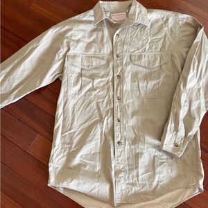 Filson Mens Cream Light Tan Button Front Shirt All Cotton SZ M